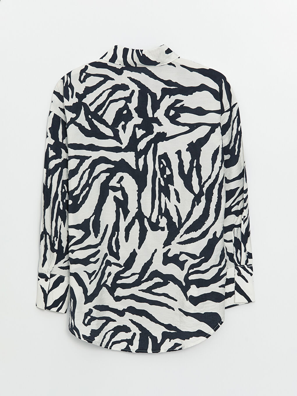 Siyah Desenli Uzun Kollu Kadın Gömlek-6