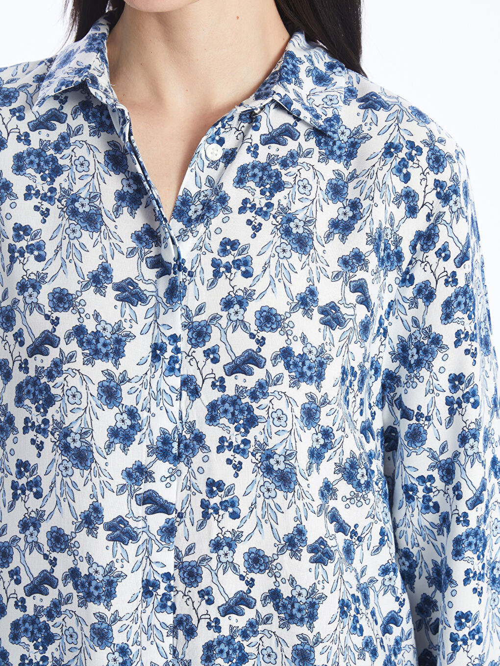 Patterned Long Sleeve Women's Shirt Tunic -S4FM67Z8-LSJ