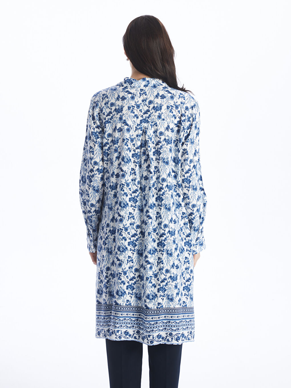 Patterned Long Sleeve Women's Shirt Tunic -S4FM67Z8-LSJ