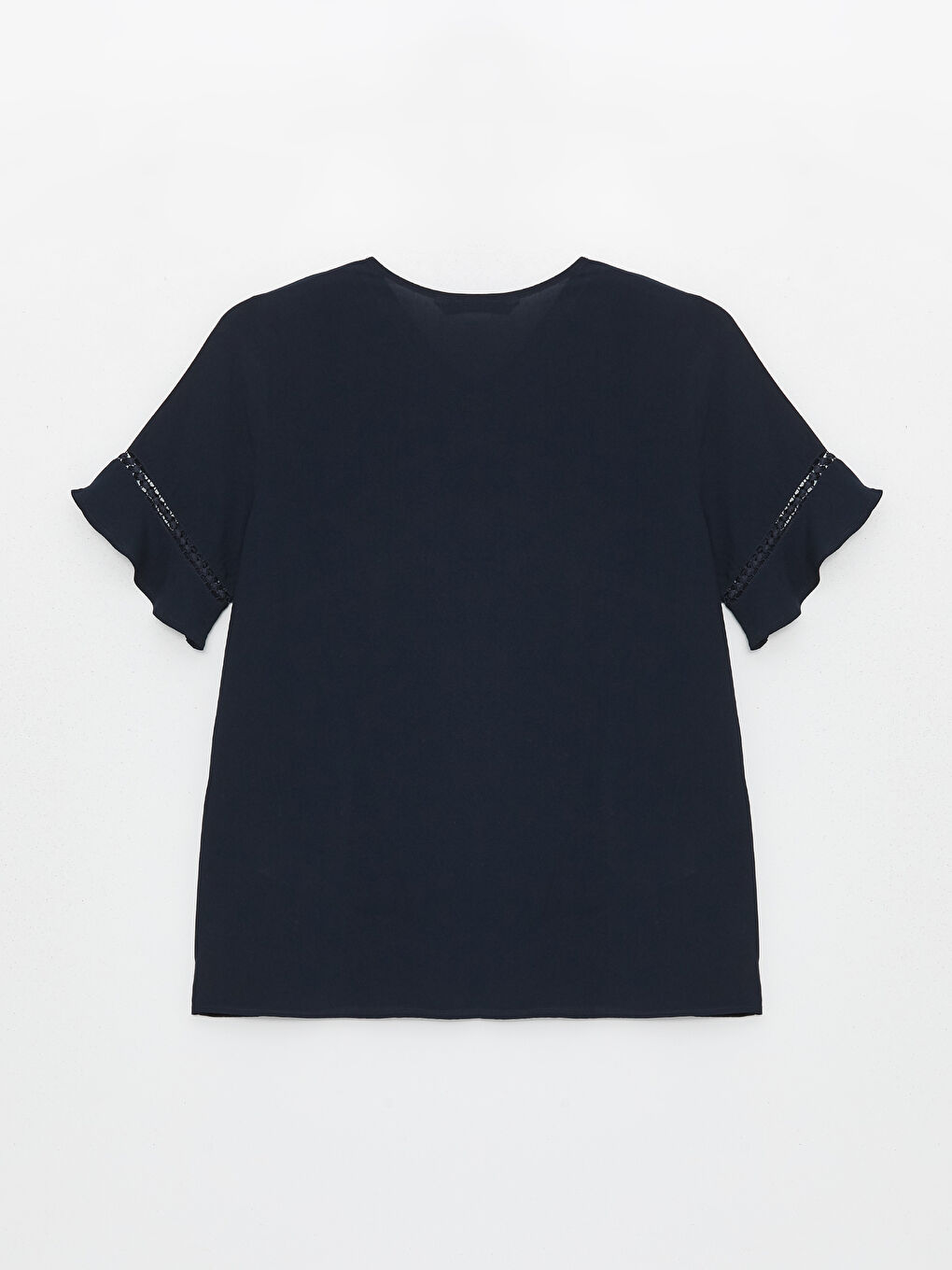 V Neck Embroidered Short Sleeve Women Blouse -S4FM68Z8-E1J
