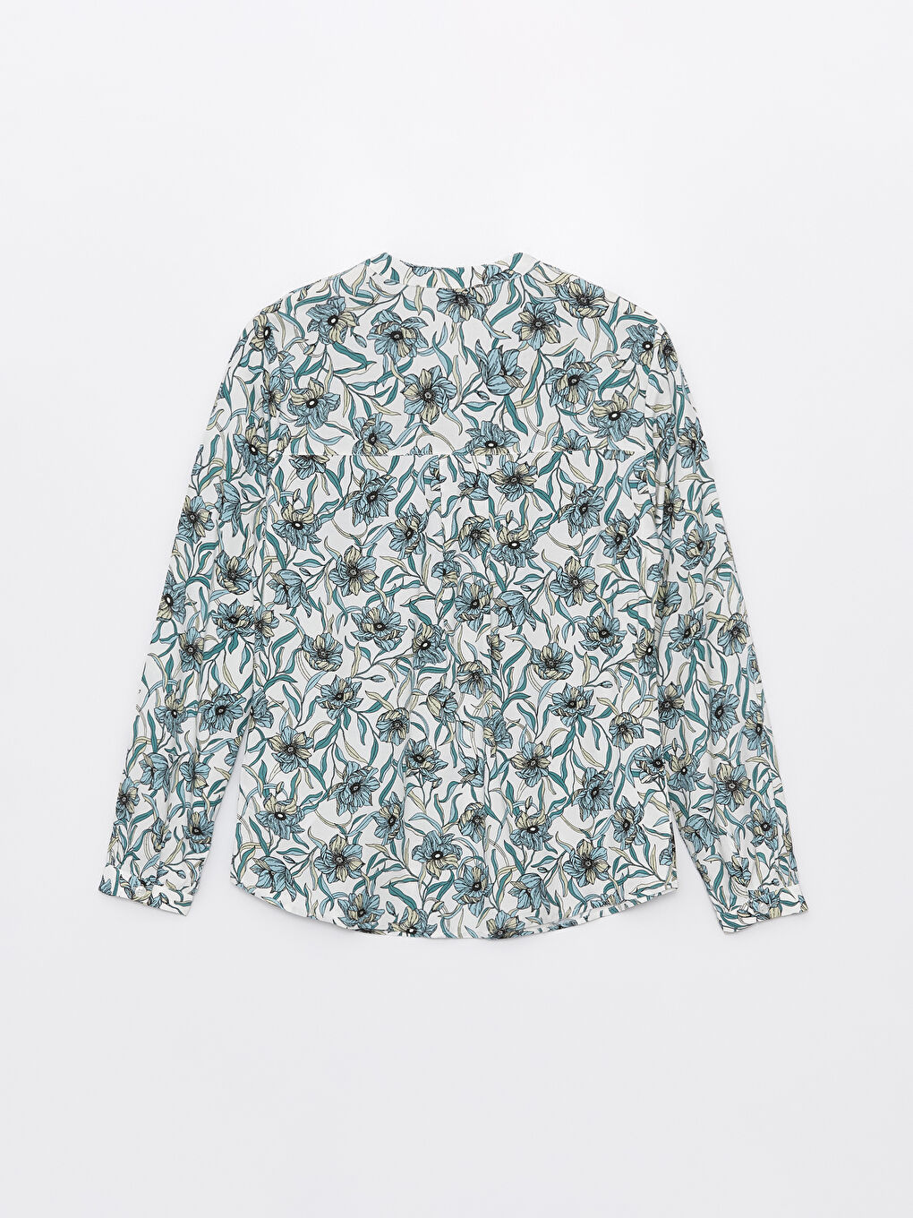 Notch Neck Patterned Long Sleeve Women's Blouse -S4FM69Z8-LRK