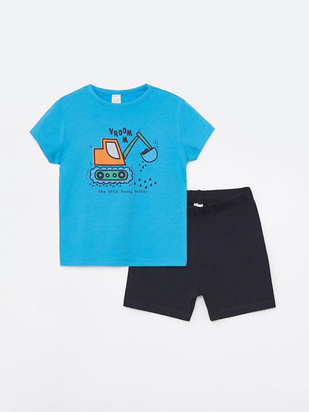 Mavi Bisiklet Yaka Kısa Kollu Baskılı Erkek Bebek Şortlu Pijama Takımı