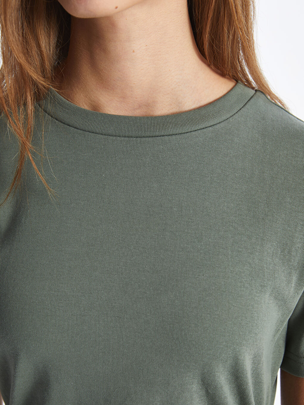 მრგვალი საყელო უბრალო მოკლე სახელო ქალებისთვის კაბა-3