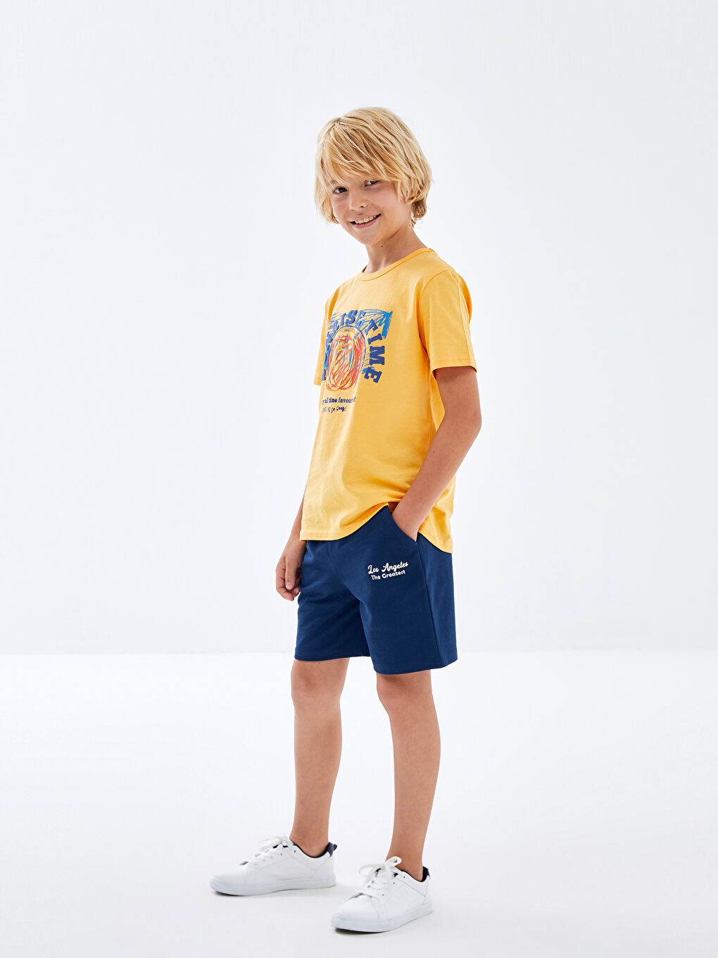 Ұлдарға арналған серпімді белдік принтті шолақ шалбар