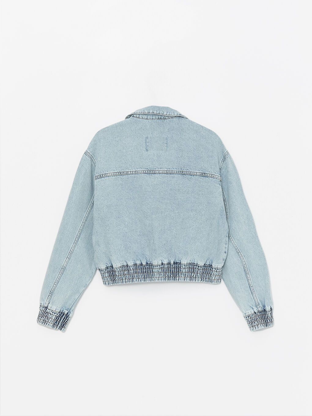 Shirt Collar Straight Long Sleeve Oversize Women's Jean Jacket -S4FO42Z8-K9M
