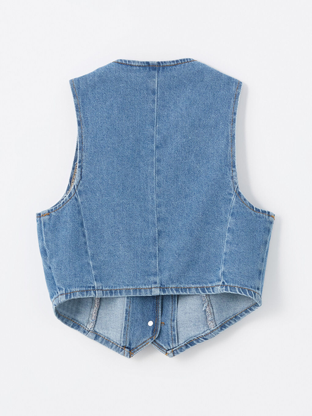 Women's V-Neck Plain Jean Vest -S4FO44Z8-Q6L