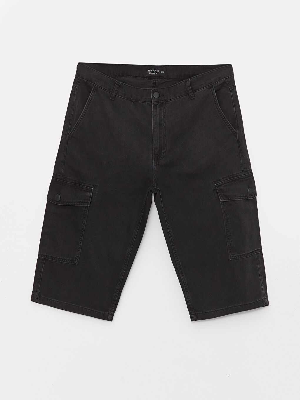 Siyah Standart Kalıp Erkek Jean Şort