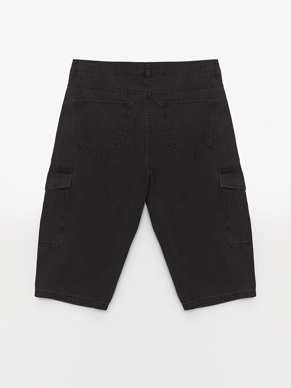 Siyah Standart Kalıp Erkek Jean Şort-1