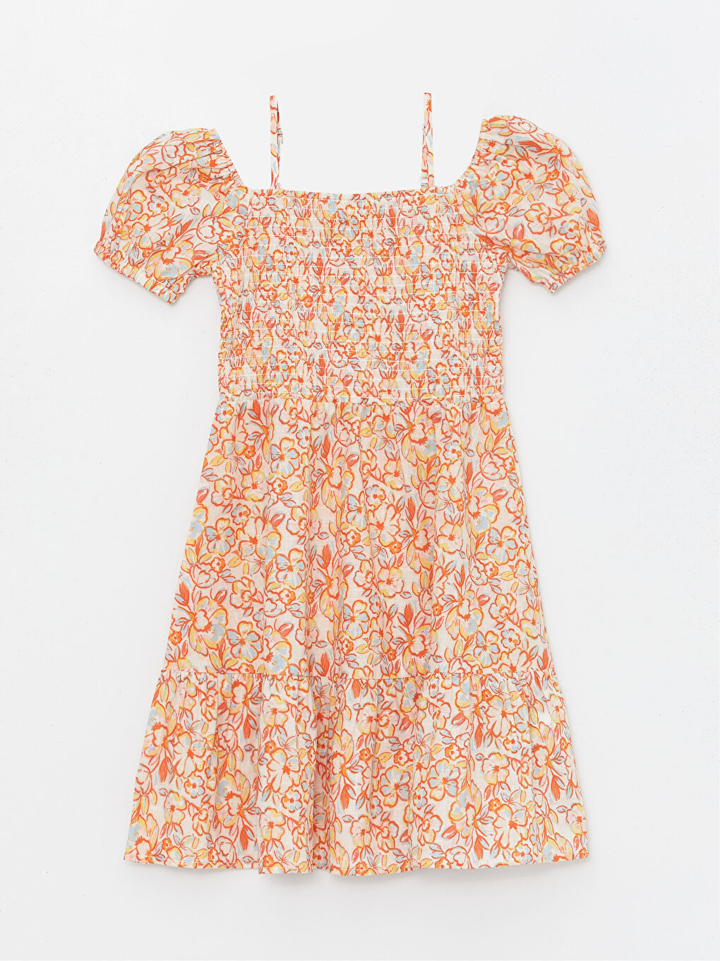 Slash Neck Floral Girls' Dress -S4FO76Z4-LRA