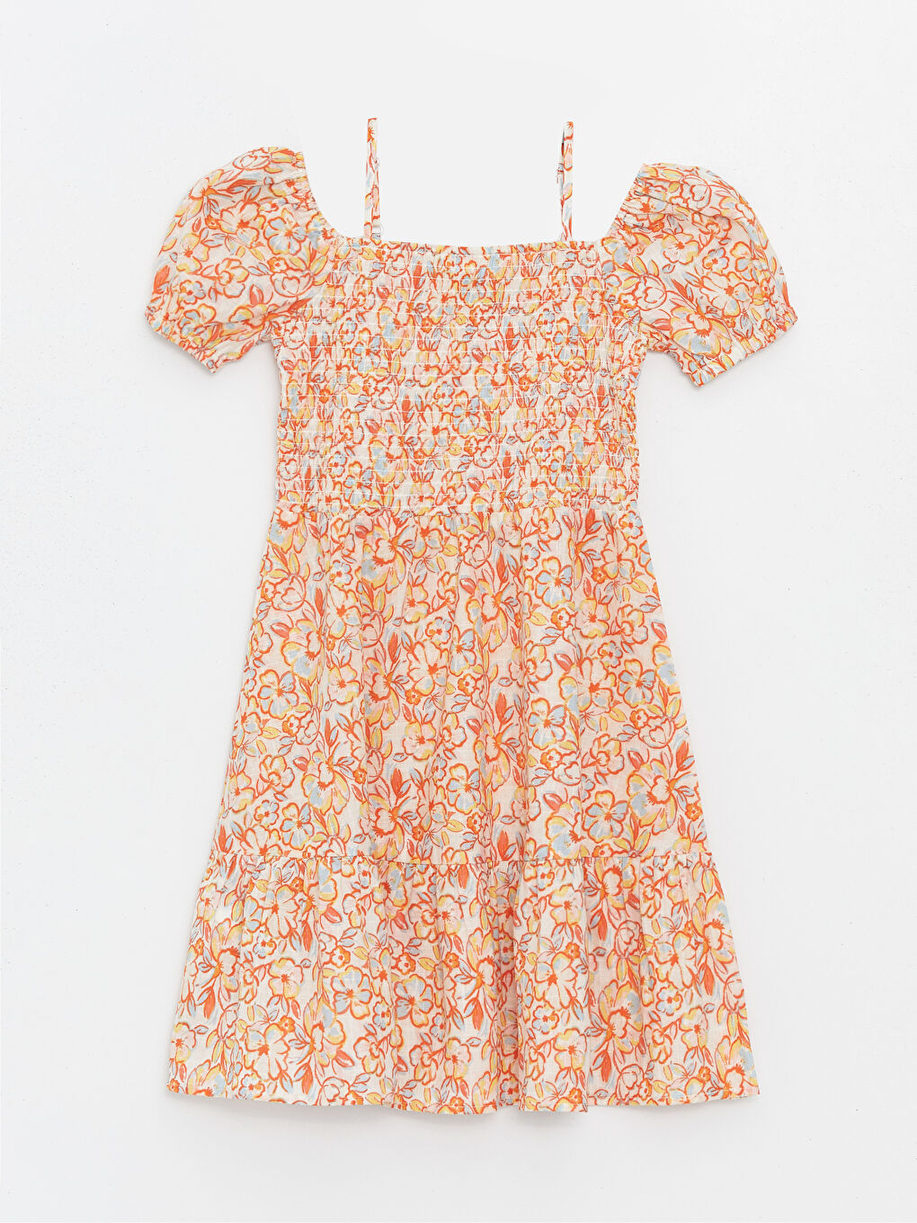 Slash Neck Floral Girls' Dress -S4FO76Z4-LRA