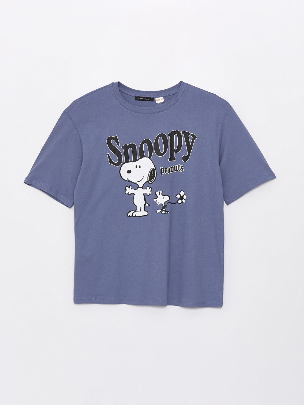 Футболка с круглым вырезом, принтом Снупи, коротким рукавом, оверсайз для женщин-5