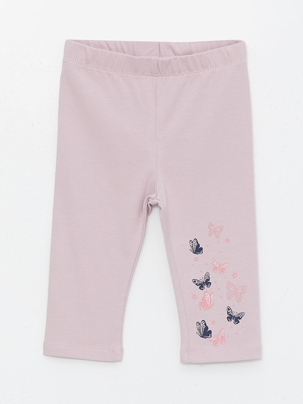 Gri Beli Lastikli Baskılı Kız Bebek Tayt 2'li-1