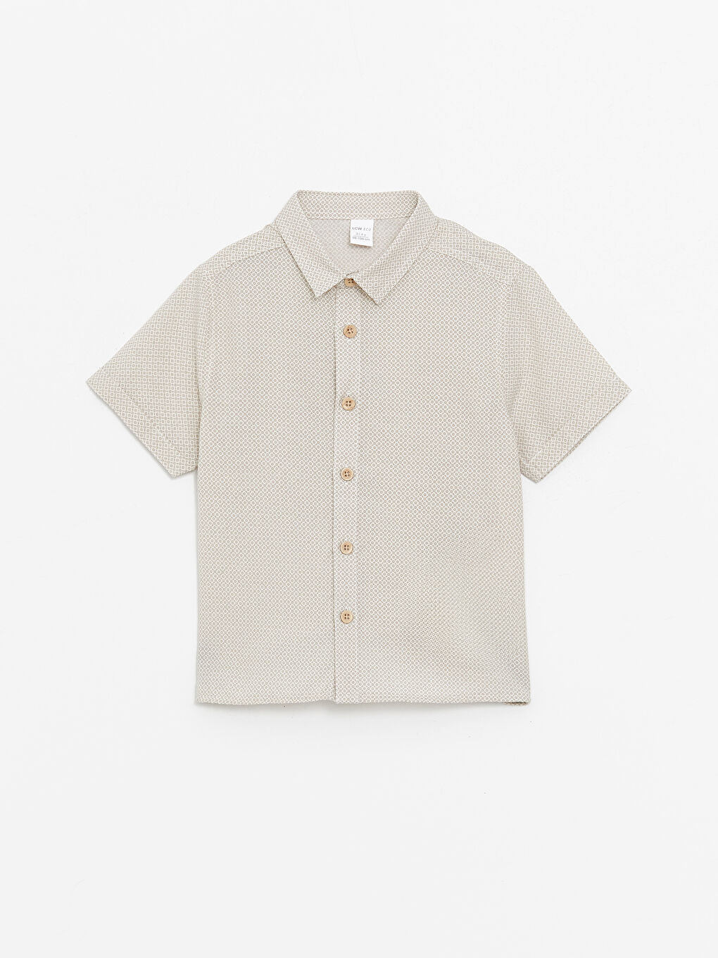 Bej Desenli Kısa Kollu Erkek Çocuk Gömlek
