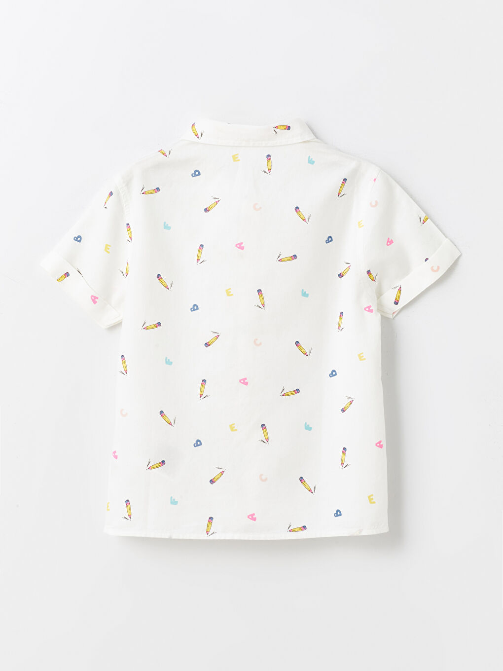 Beyaz Desenli Kısa Kollu Erkek Çocuk Gömlek-2
