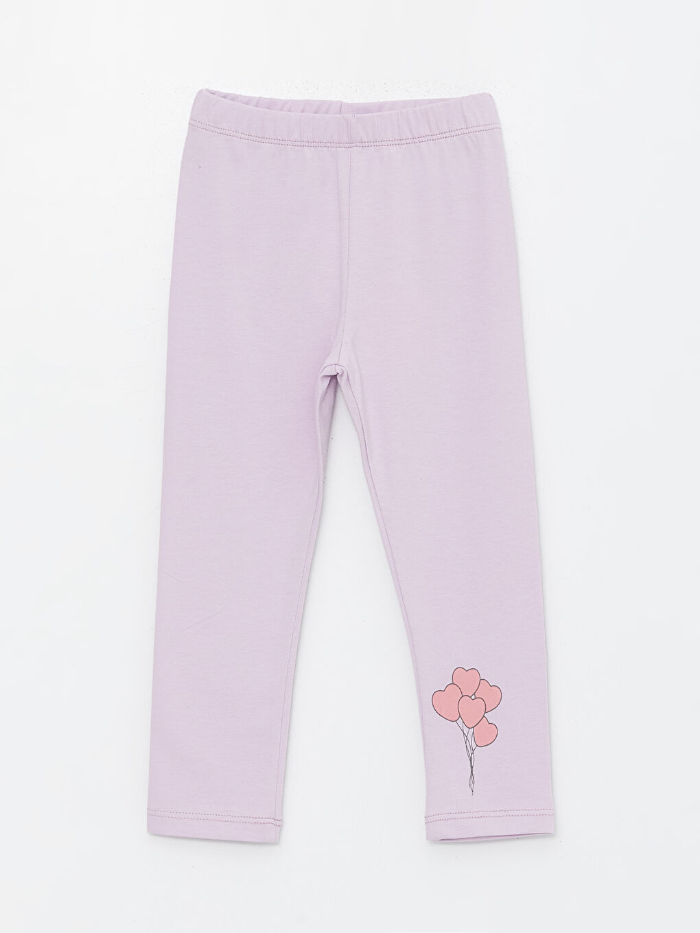 Lila Beli Lastikli Baskılı Kız Bebek Tayt