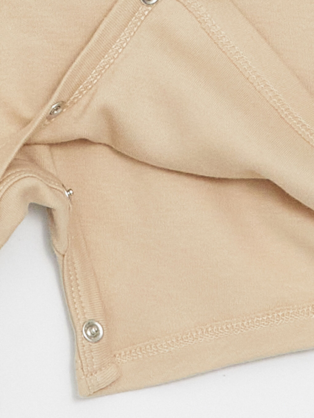 Bej Bisiklet Yaka Kısa Kollu Baskılı Pamuklu Erkek Bebek Tulum-3