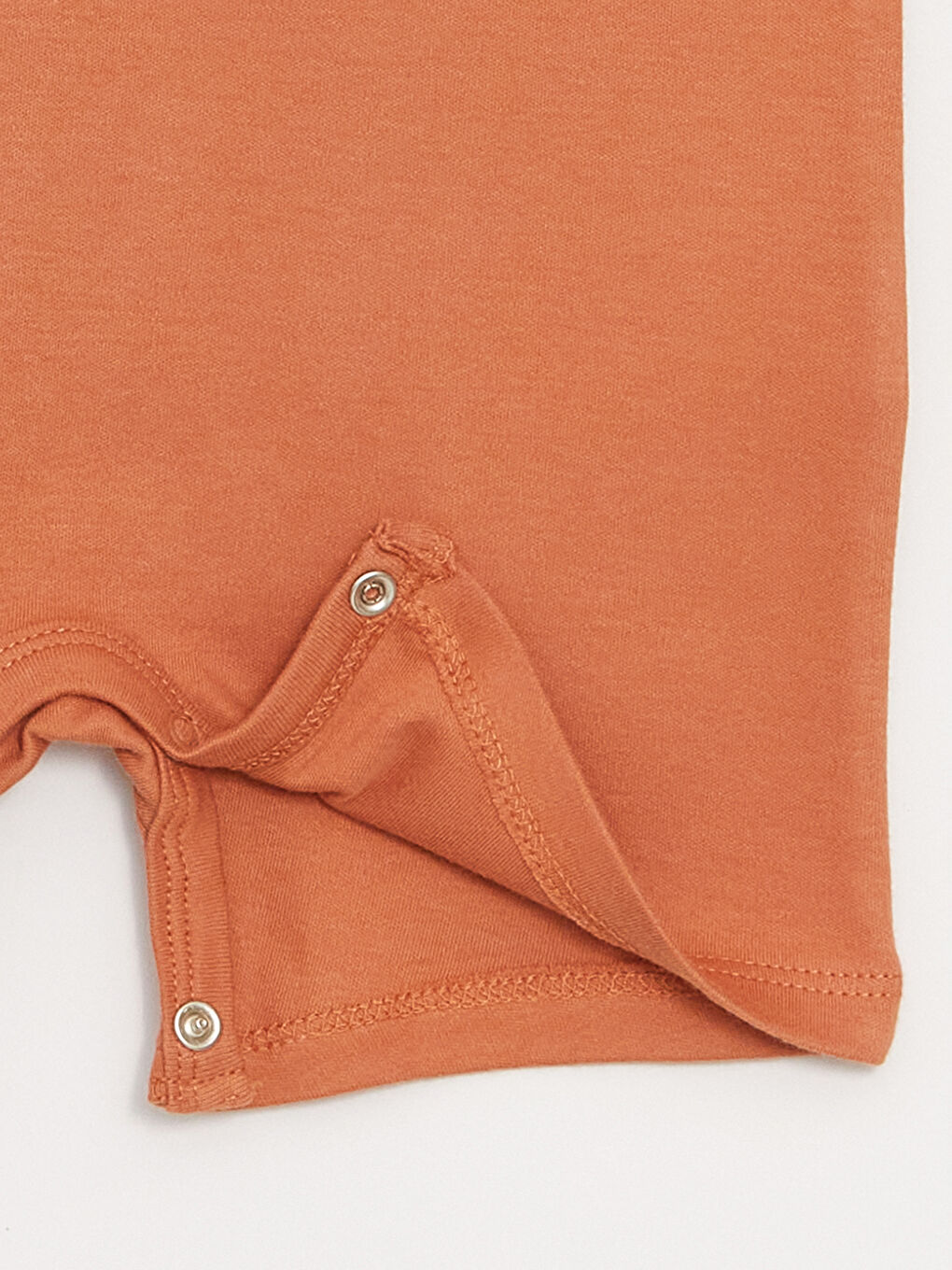 Turuncu Bisiklet Yaka Kısa Kollu Baskılı Pamuklu Erkek Bebek Tulum-2