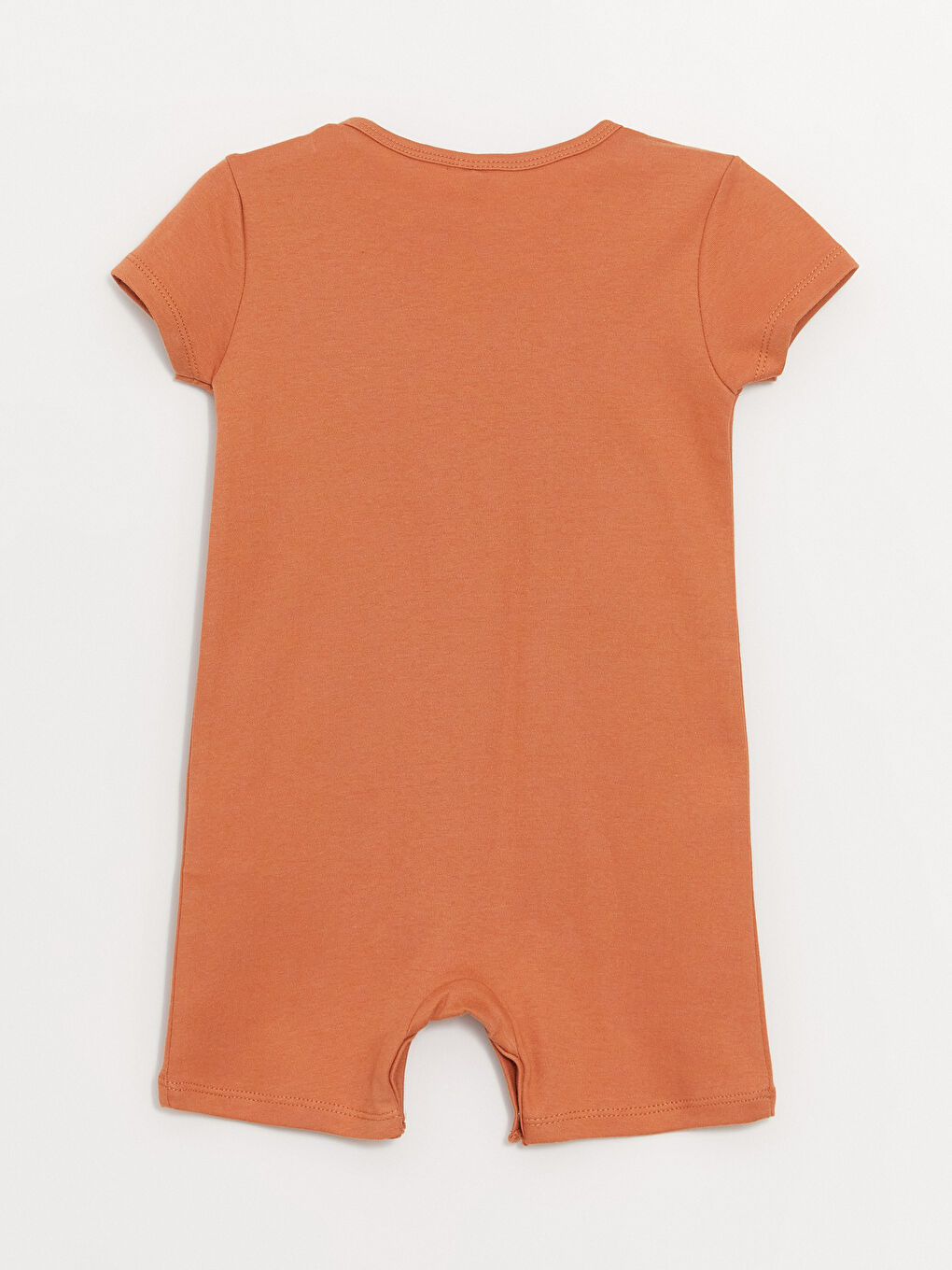 Turuncu Bisiklet Yaka Kısa Kollu Baskılı Pamuklu Erkek Bebek Tulum-3