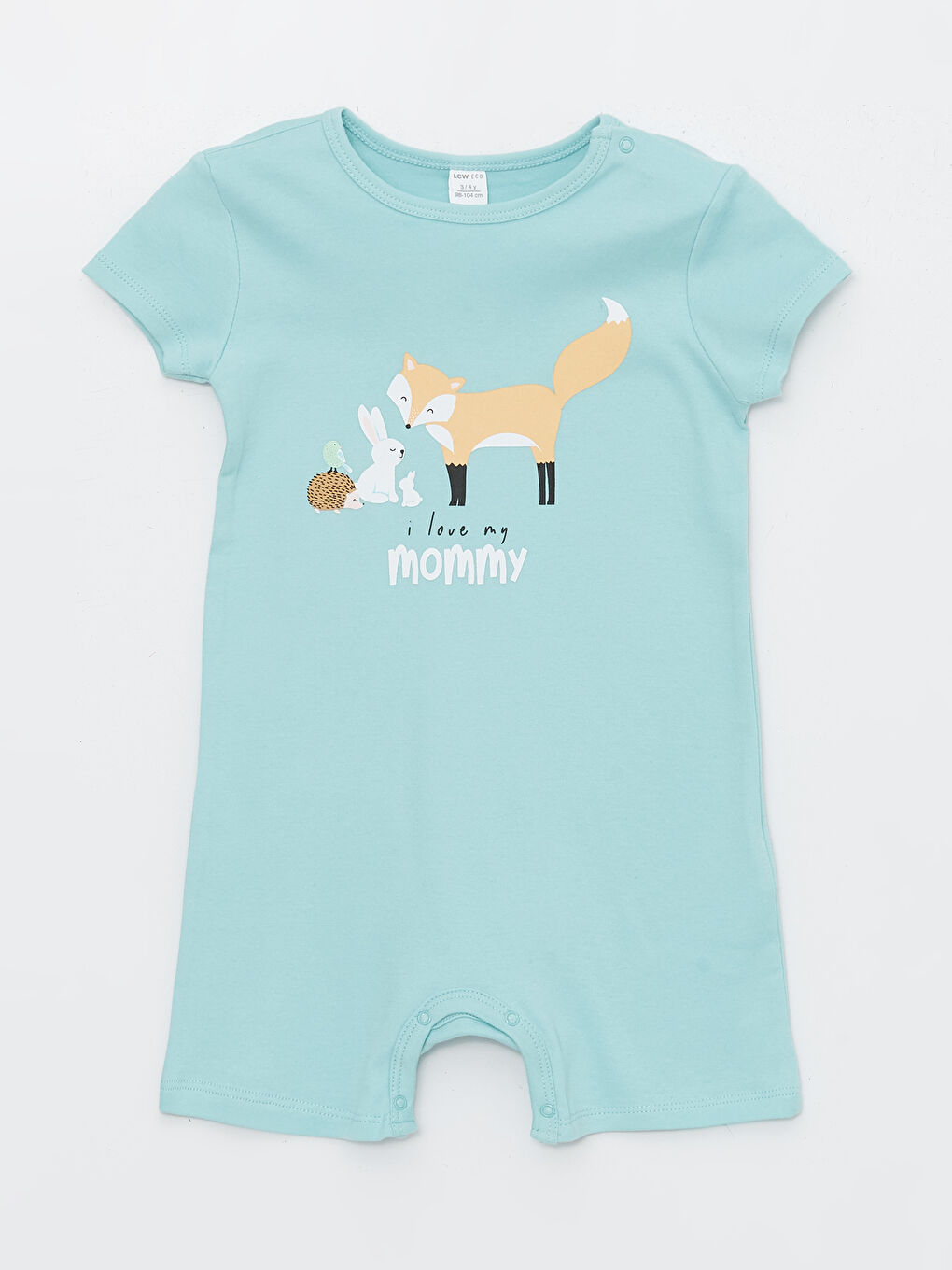 Crew Neck Short Sleeve Printed Cotton Baby Boys' Jumpsuit