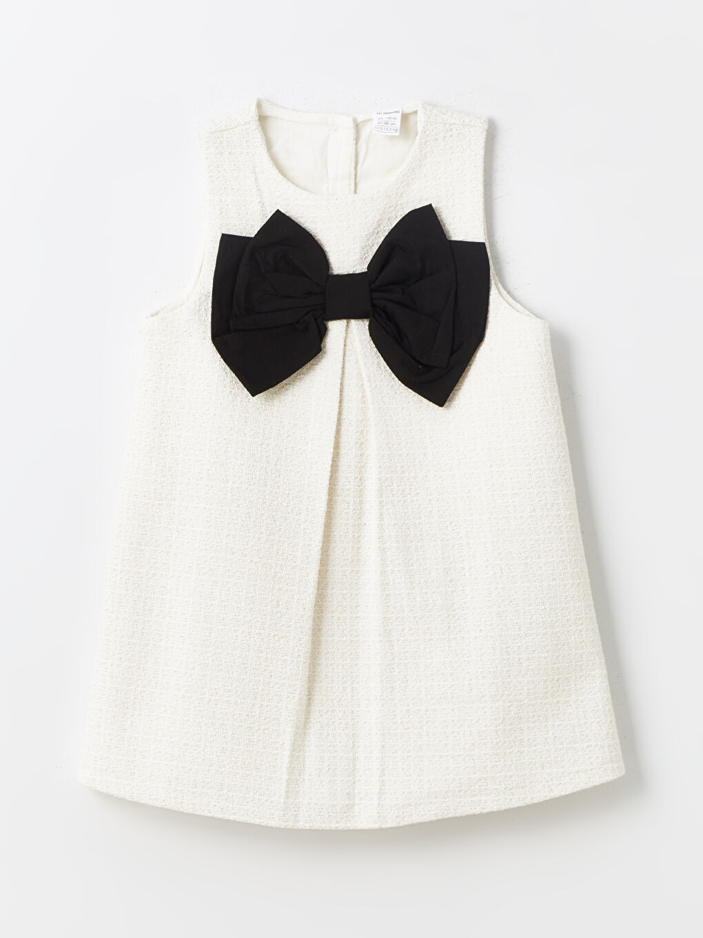 Ekru Bisiklet Yaka Kolsuz Kız Bebek Elbise