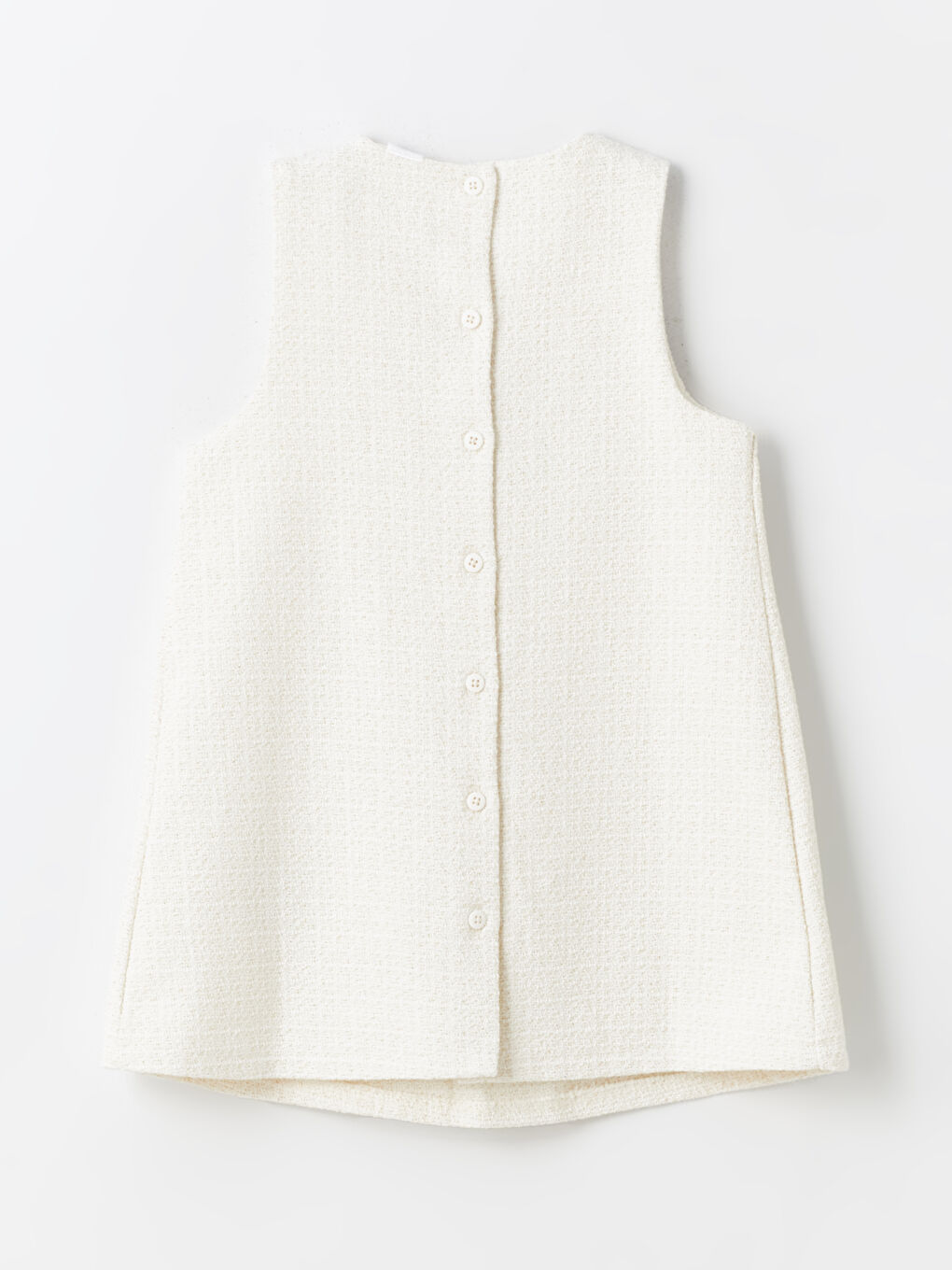 Ekru Bisiklet Yaka Kolsuz Kız Bebek Elbise-1