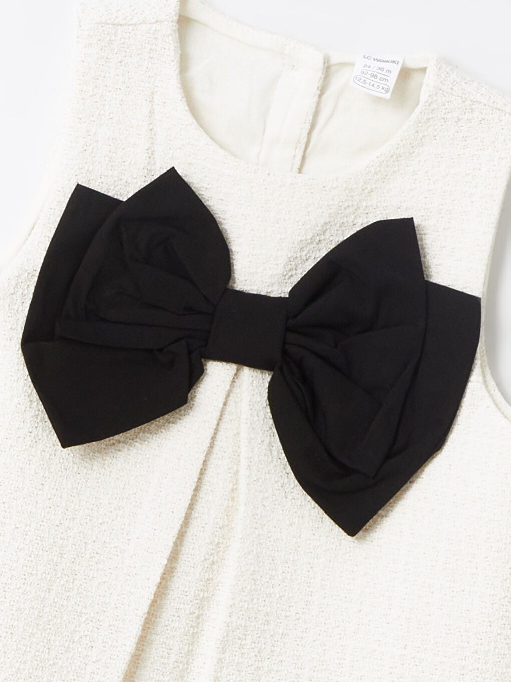 Ekru Bisiklet Yaka Kolsuz Kız Bebek Elbise-2