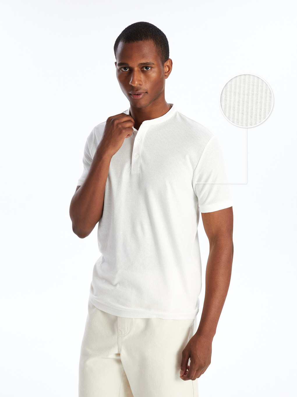 T-shirt Homme Manches Courtes Col Mao – Coupe Ample – Coton Doux – Décontracté Chic – Grande Taille