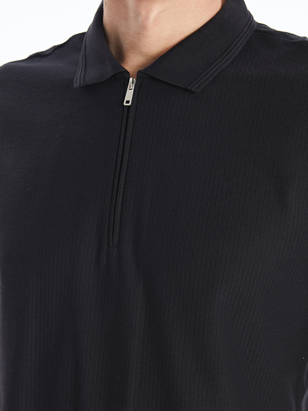 Polo Neck Short Sleeve Men's Textured T-Shirt -S4FP62Z8-CVL