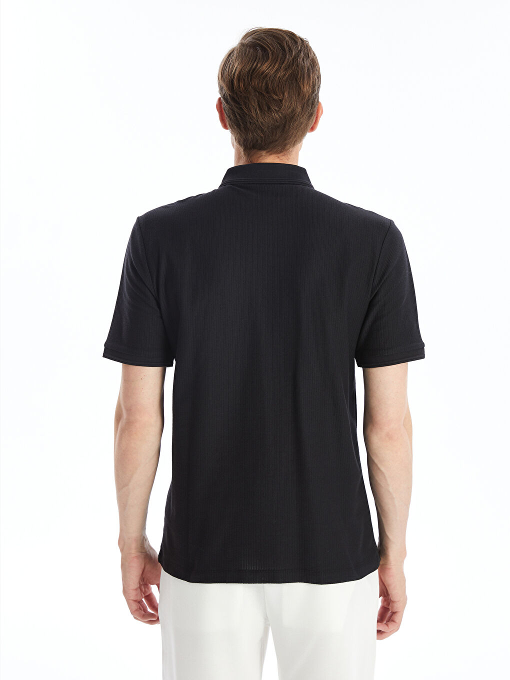 Polo Neck Short Sleeve Men's Textured T-Shirt -S4FP62Z8-CVL