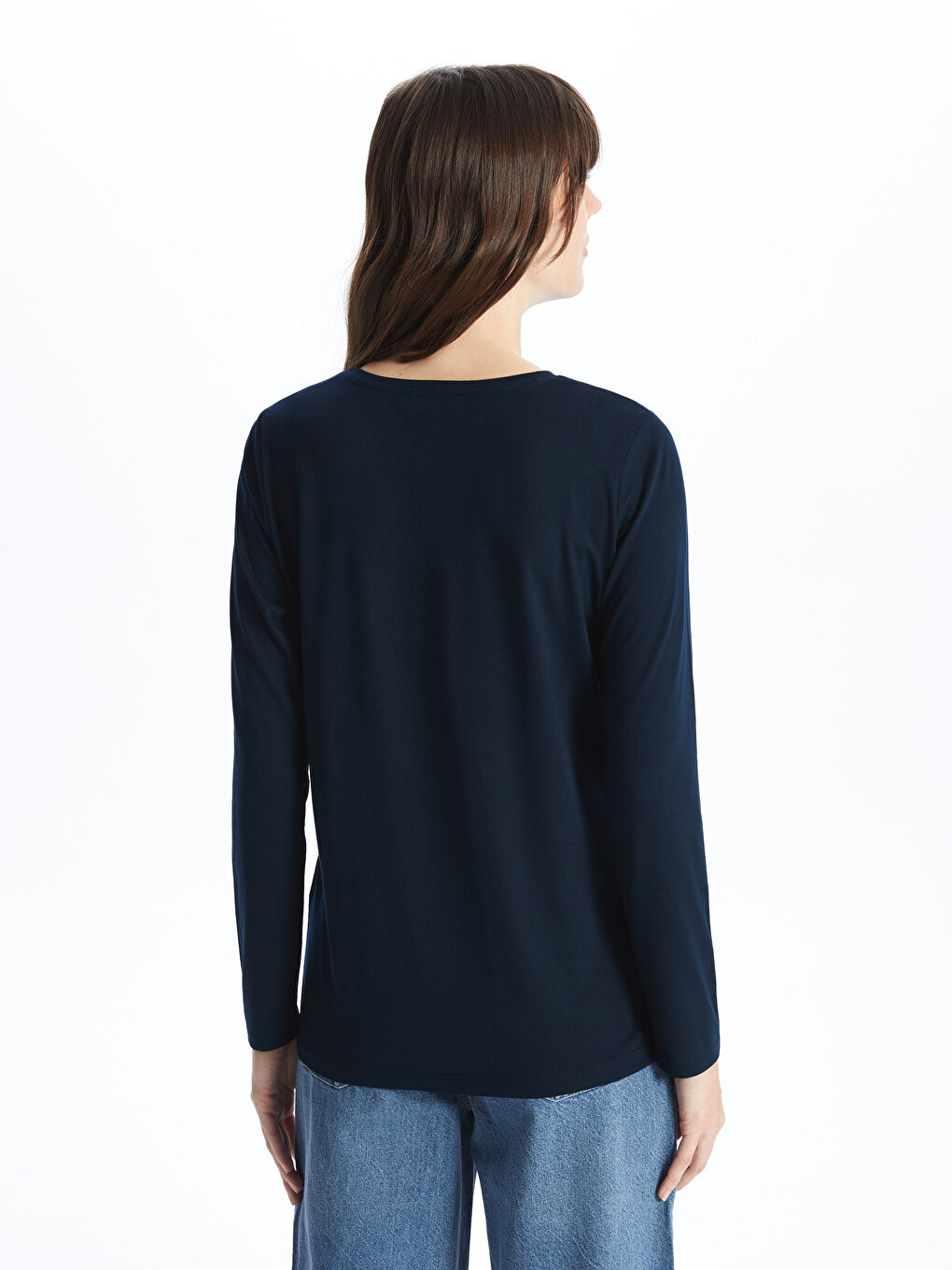 Crew Neck Printed Long Sleeve Women's T-shirt -S4FQ23Z8-E1J