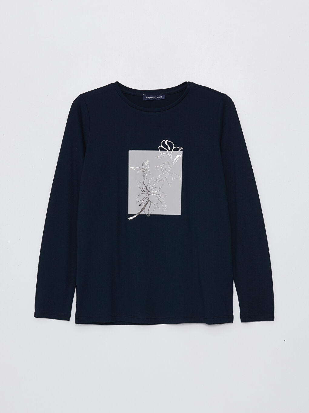 Crew Neck Printed Long Sleeve Women's T-shirt -S4FQ23Z8-E1J