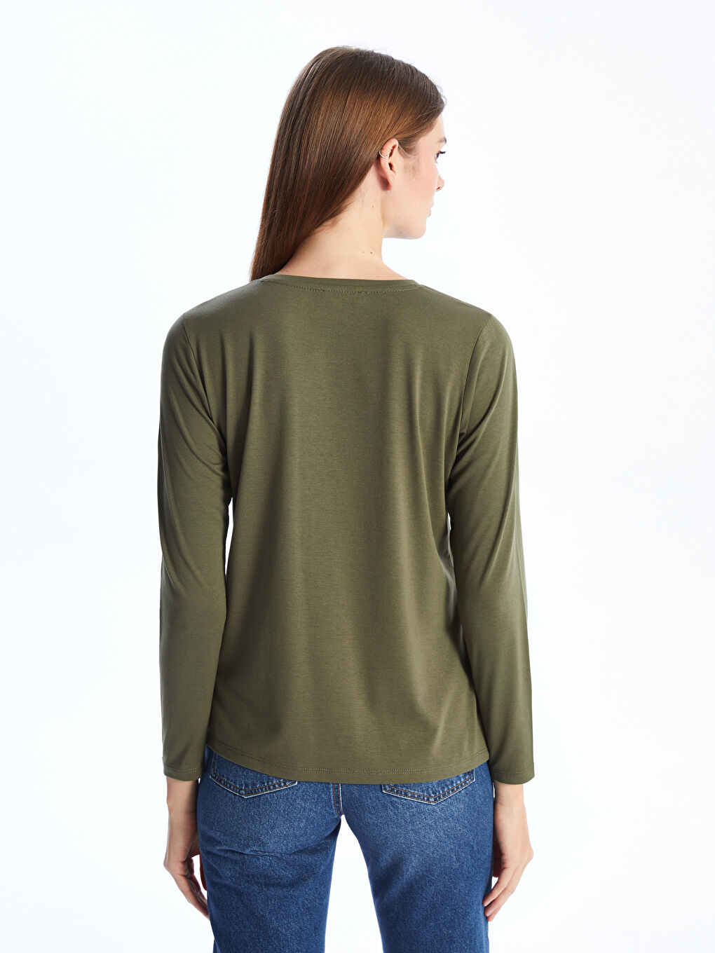 Crew Neck Printed Long Sleeve Women's T-Shirt -S4FQ45Z8-HDQ