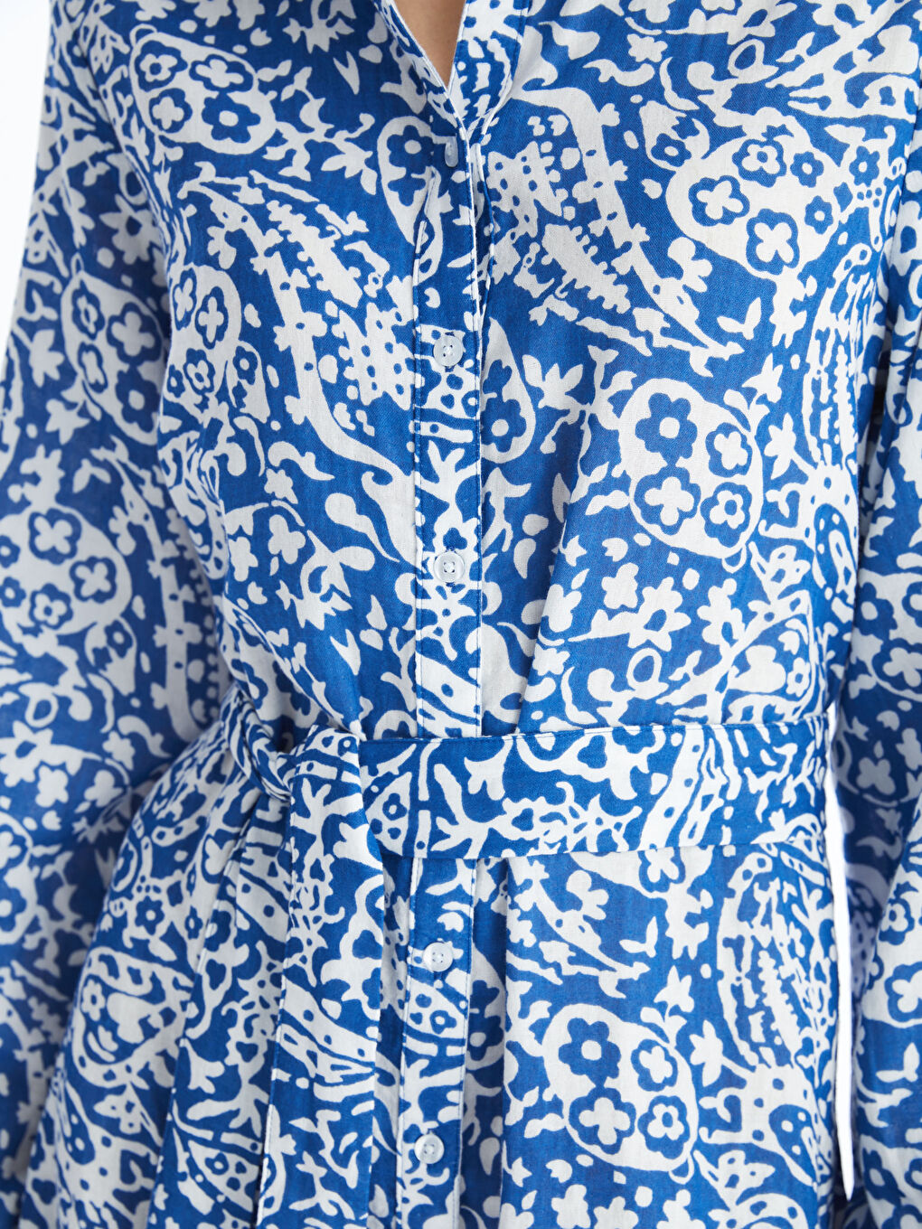 LCW Vision Patterned Long Sleeve Women's Shirt Dress -S4FQ79Z8-VE4