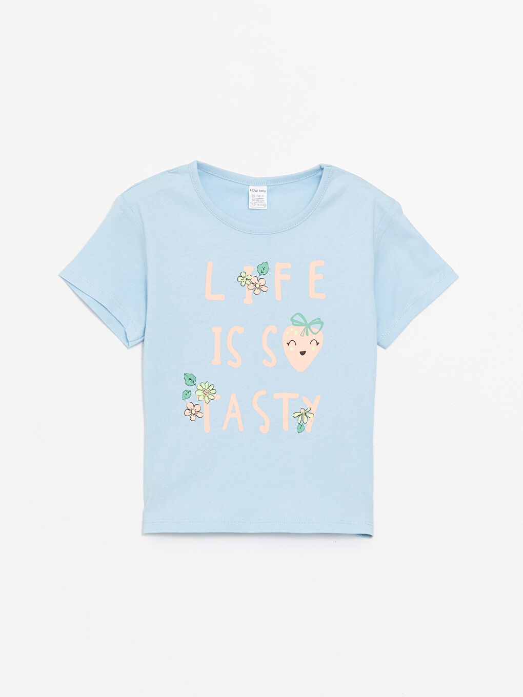 Mavi Bisiklet Yaka Kısa Kollu Baskılı Kız Bebek Tişört