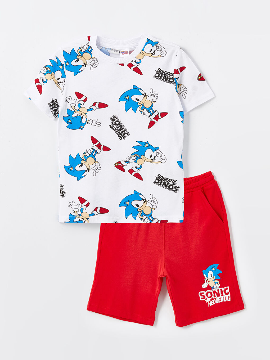 Boy's short sleeve t-shirt and shorts with round neck sonic print -S4FR24Z4-VE4