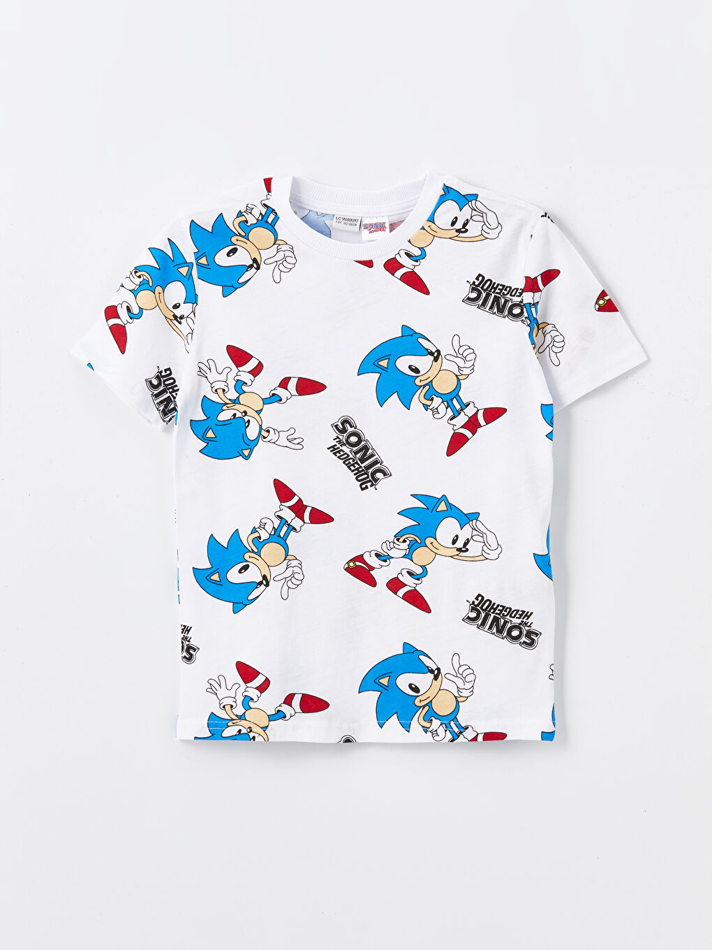 Boy's short sleeve t-shirt and shorts with round neck sonic print -S4FR24Z4-VE4