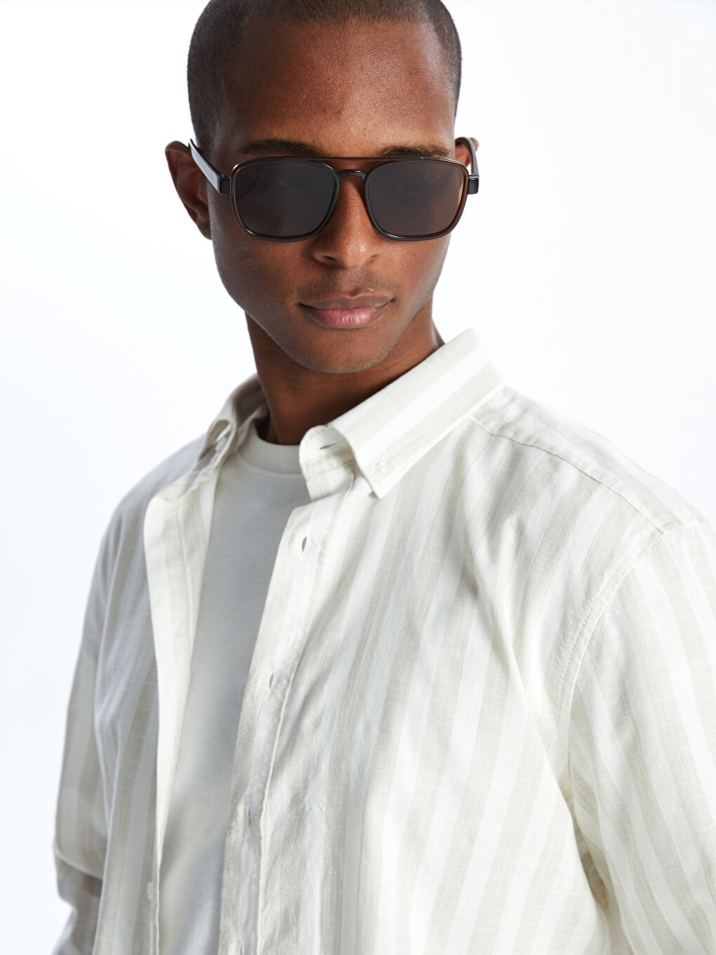 Regular Fit Long Sleeve Striped Men's Shirt -S4FR43Z8-L8Q