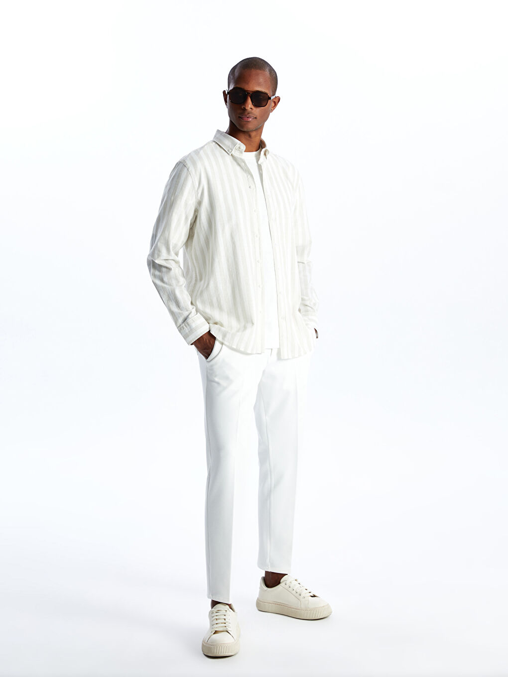 Regular Fit Long Sleeve Striped Men's Shirt -S4FR43Z8-L8Q