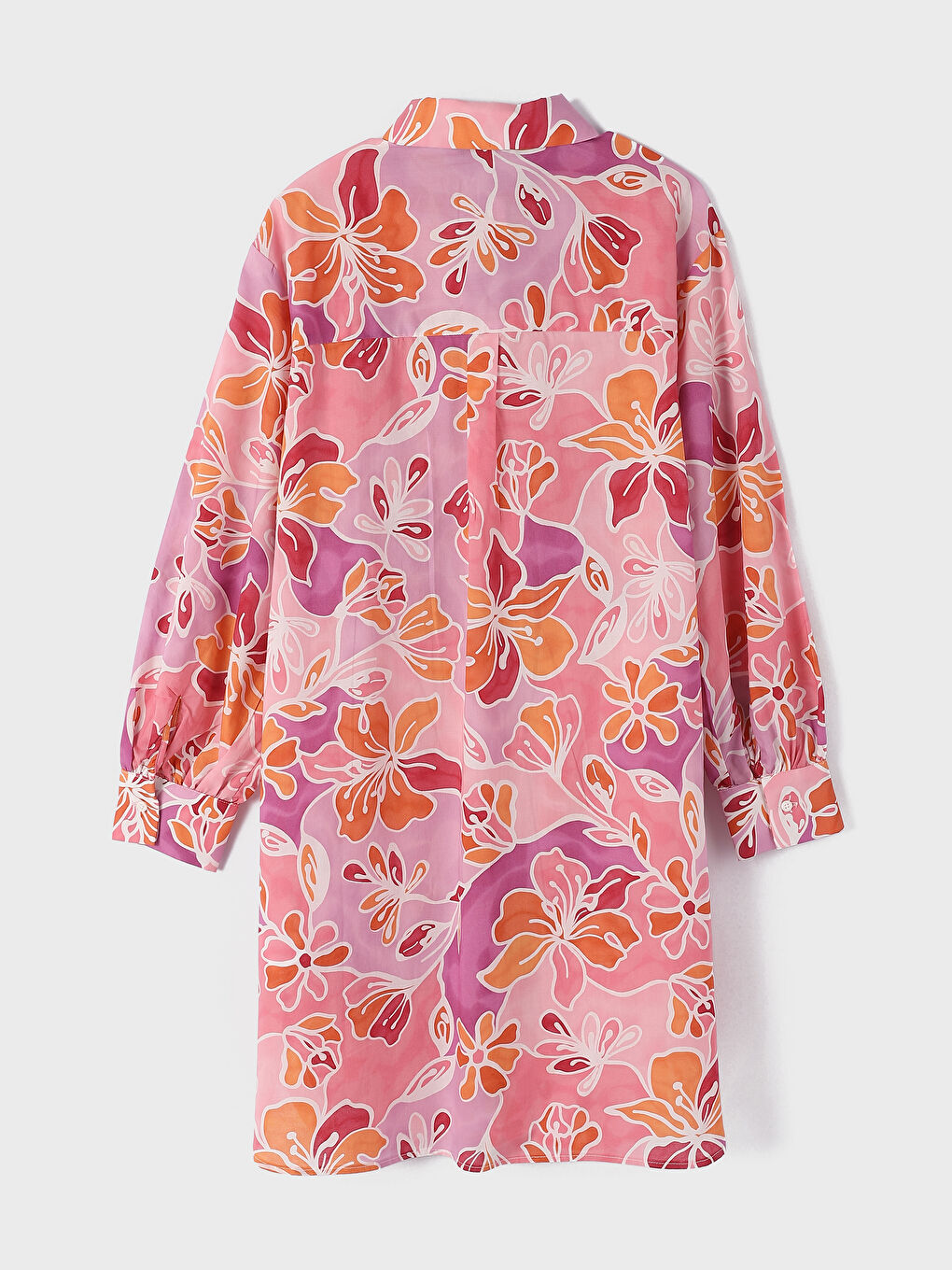 Patterned Long Sleeve Voile Women's Shirt Tunic -S4FR56Z8-LT9