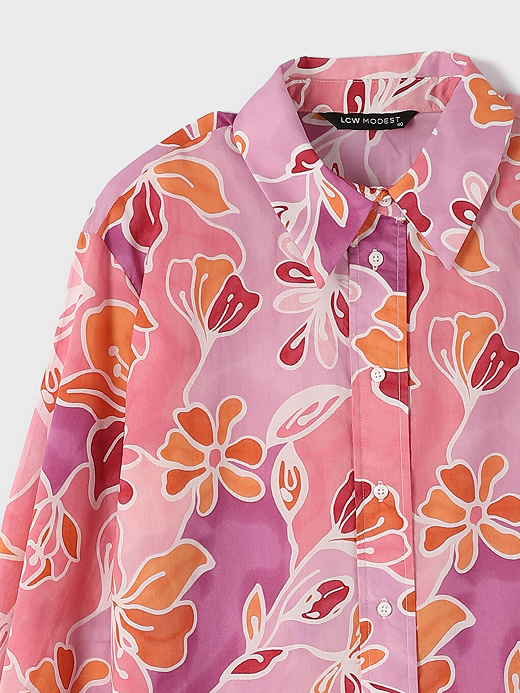 Patterned Long Sleeve Voile Women's Shirt Tunic -S4FR56Z8-LT9