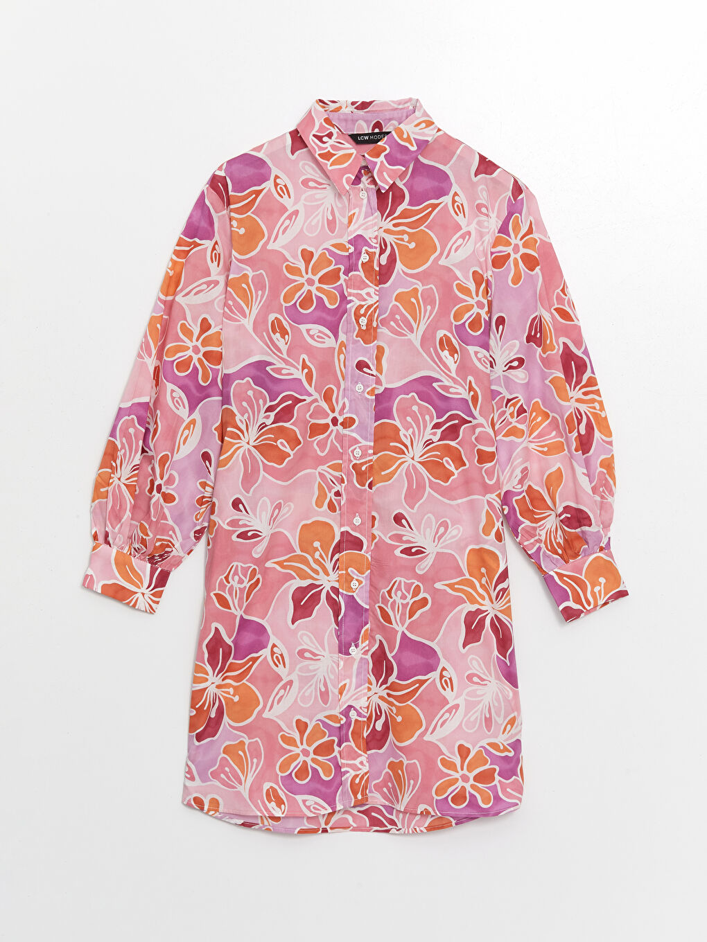 Patterned Long Sleeve Voile Women's Shirt Tunic -S4FR56Z8-LT9