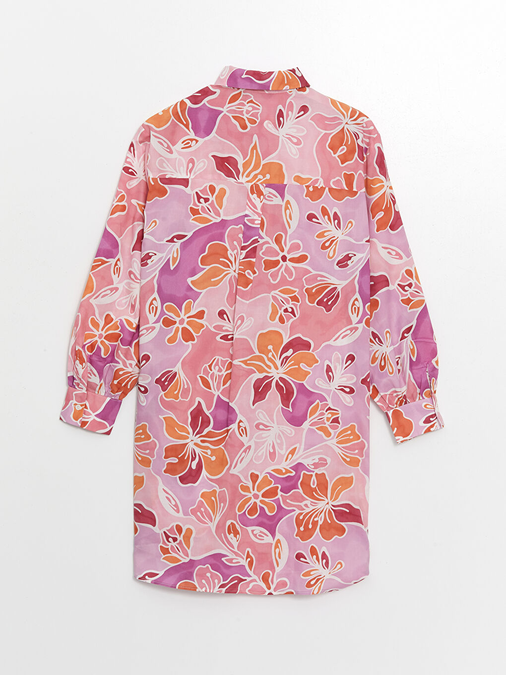 Patterned Long Sleeve Voile Women's Shirt Tunic -S4FR56Z8-LT9