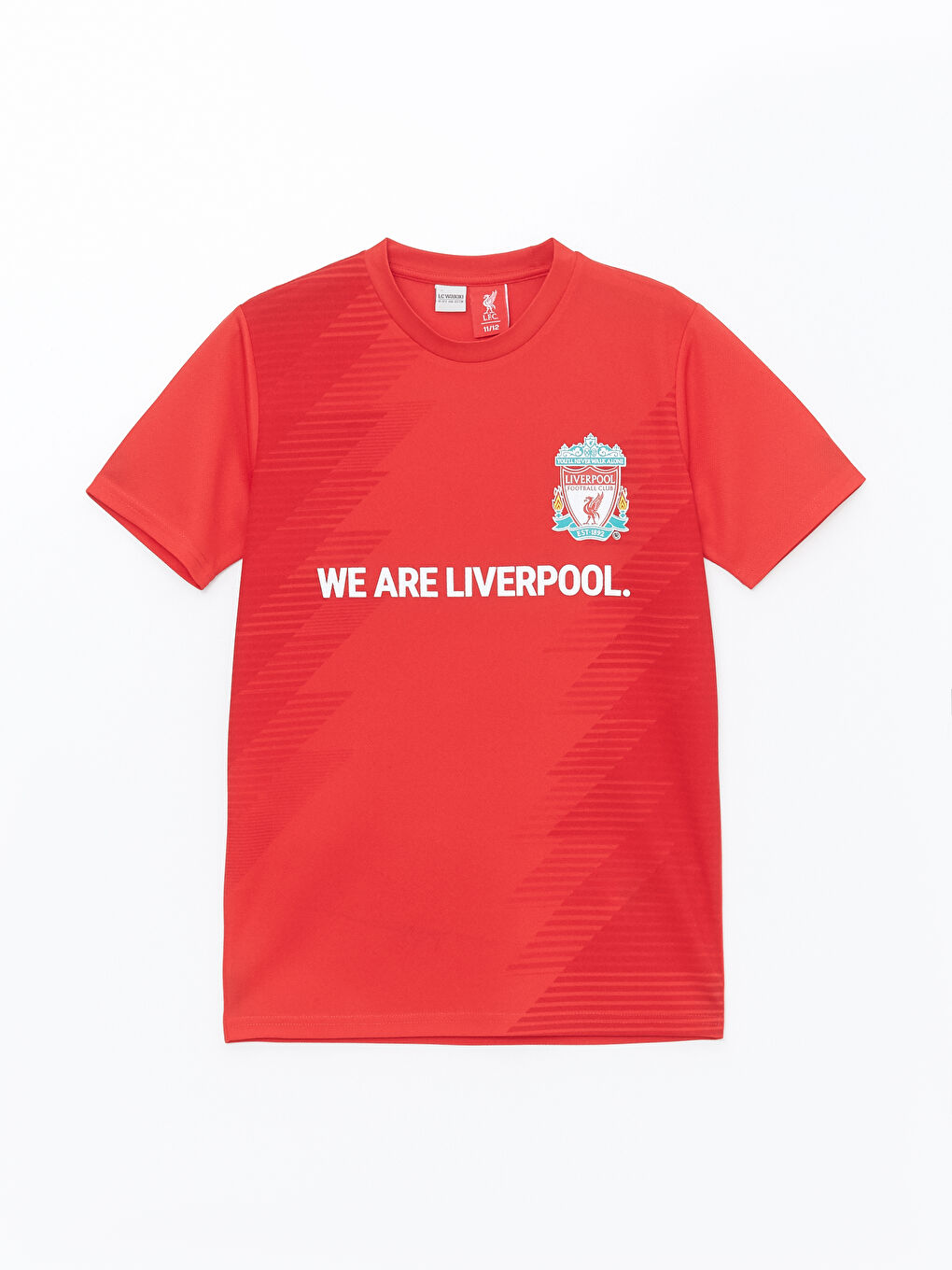 LCW Kids Canlı Kırmızı Bisiklet Yaka Liverpool Baskılı Kısa Kollu Erkek Çocuk Tişört