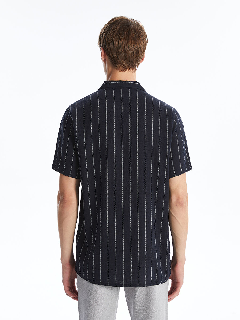 Regular Fit Short Sleeve Striped Men's Shirt -S4FR75Z8-LJX