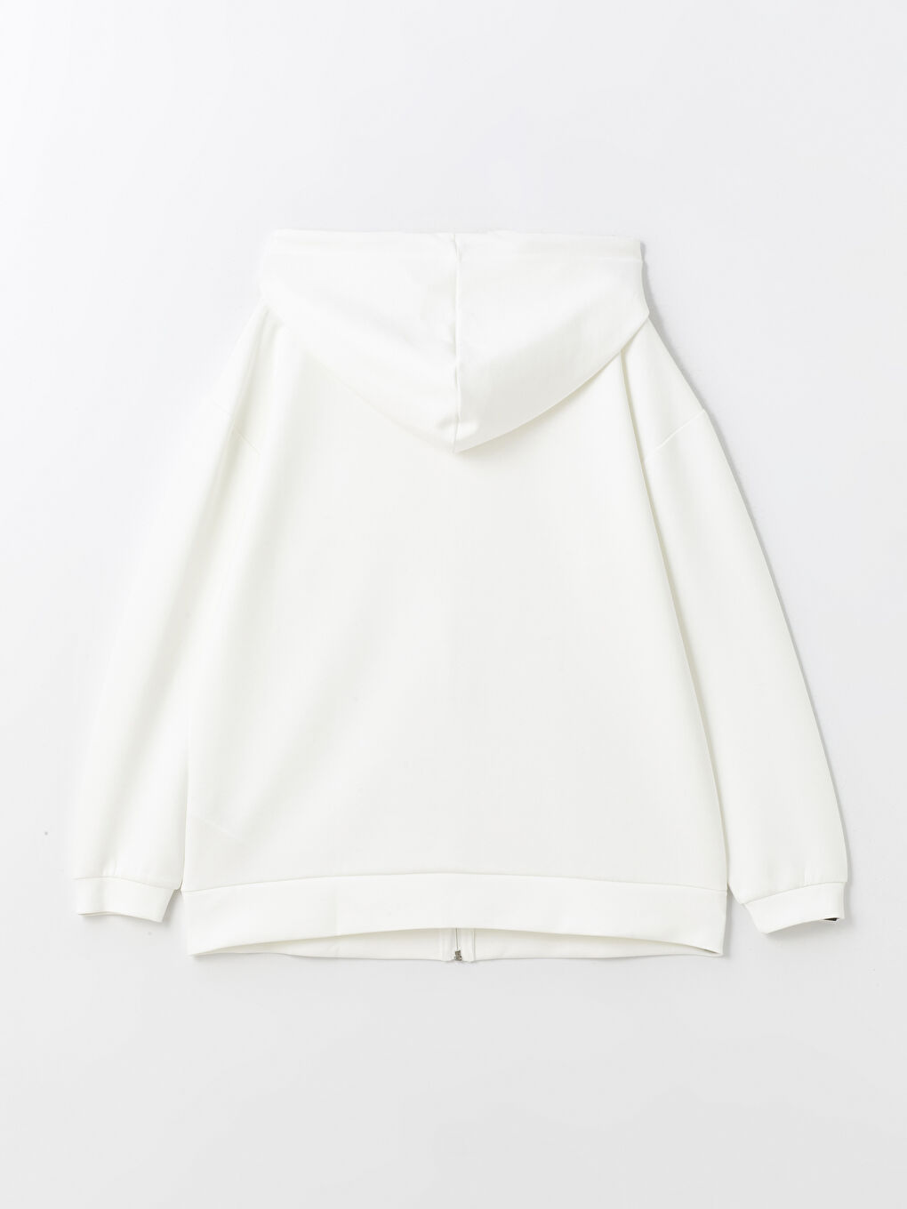 Hooded Plain Long Sleeve Maternity Zippered Sweatshirt-6