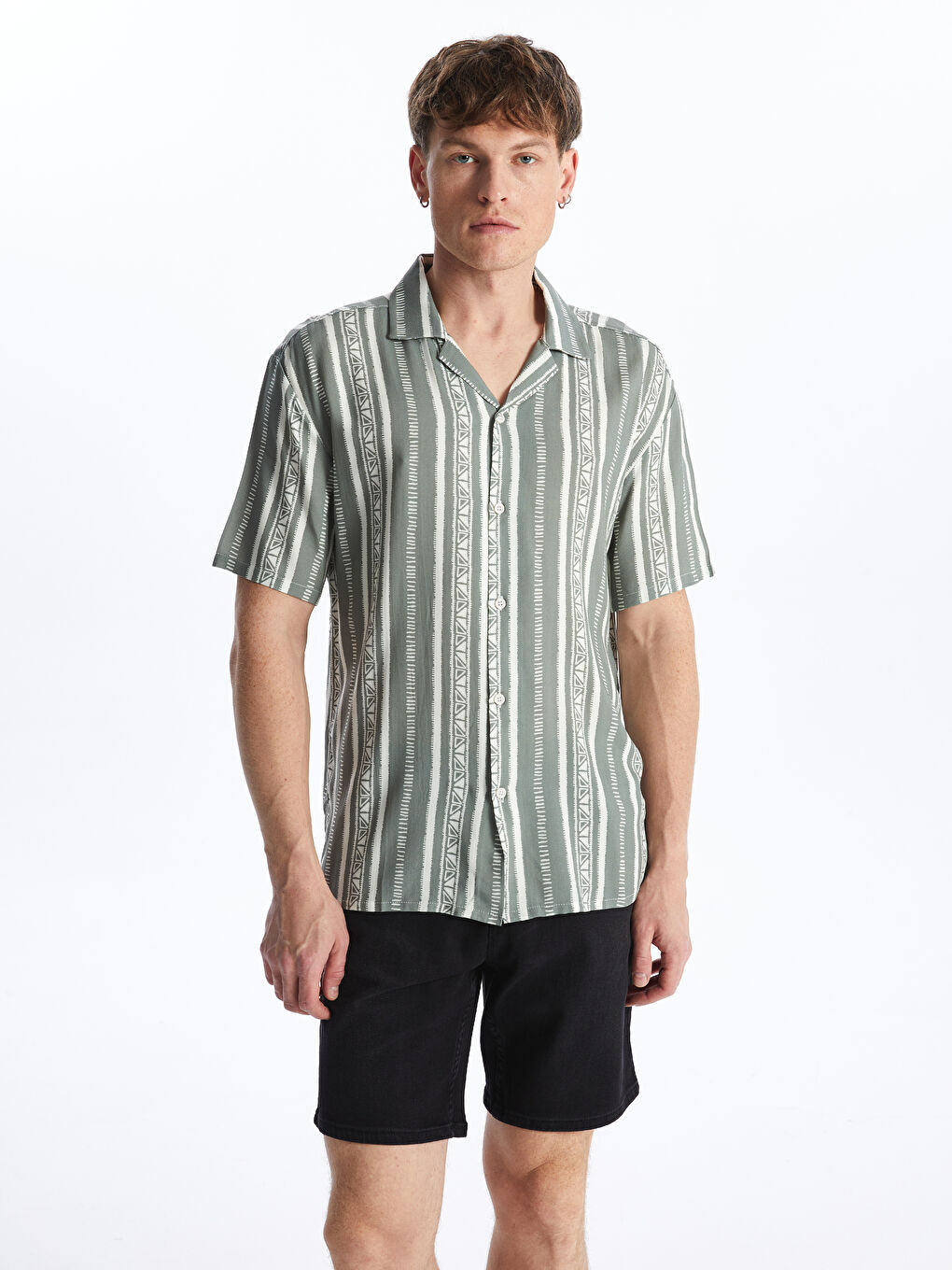 XSIDE Regular Fit Short Sleeve Patterned Men's Shirt -S4FR78Z8-LRR