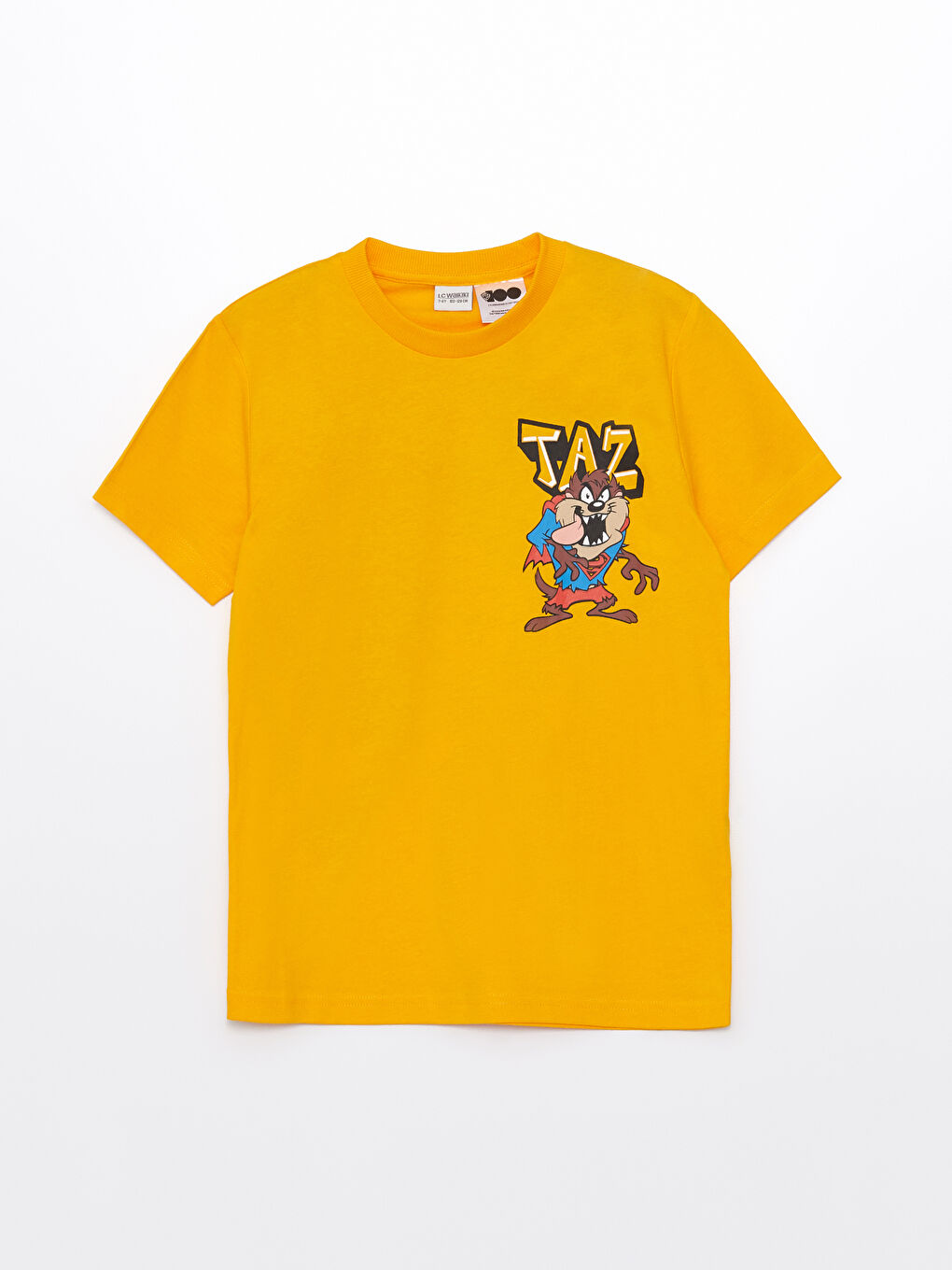 Turuncu Bisiklet Yaka Tazmanya Baskılı Kısa Kollu Erkek Çocuk Tişört