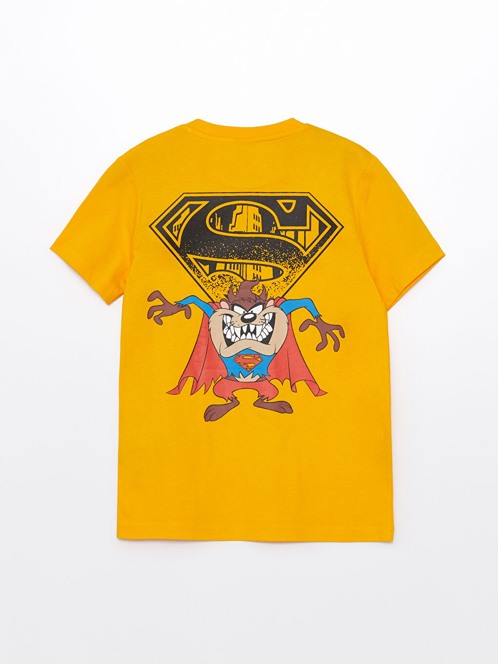 Turuncu Bisiklet Yaka Tazmanya Baskılı Kısa Kollu Erkek Çocuk Tişört-1