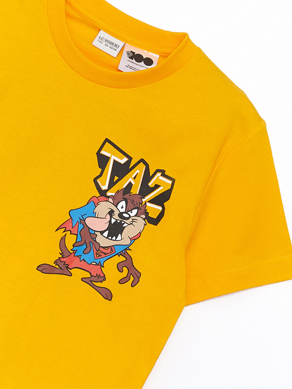 Turuncu Bisiklet Yaka Tazmanya Baskılı Kısa Kollu Erkek Çocuk Tişört-2