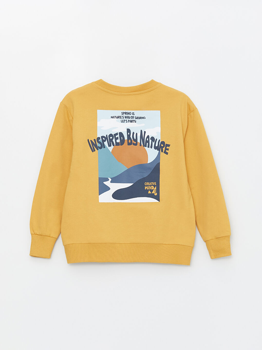 LCW Kids Orta Sarı Rahat Kalıp Bisiklet Yaka Baskılı Erkek Çocuk Sweatshirt - 1